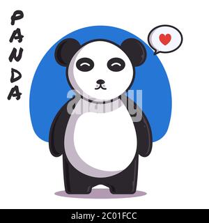 Cute Panda Vector Illustration. Flat Cartoon Style Stock Vector