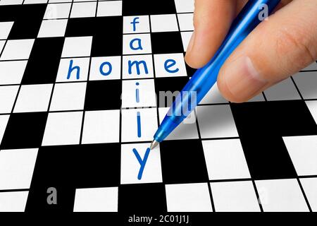 Crossword - family and home Stock Photo