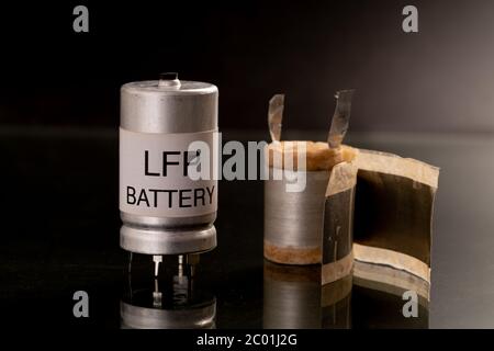 Lithium iron phosphate battery  LiFePO   or LFP battery  lithium ferrophosphate , is a  lithium-ion battery using LiFePO  as the cathode, and graphiti Stock Photo