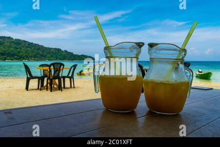 Teluk Dalam, Besar, Perhentian Islands, Malaysia; May-2019; a cafe by the beach Stock Photo