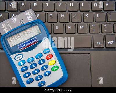 A card reader / authenticator using two factor authentication with a chip and pin card for secure access to Nationwide Building Society Stock Photo