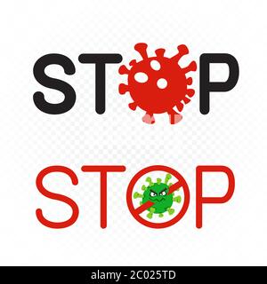 coronavirus stop sign symbol set Stock Vector