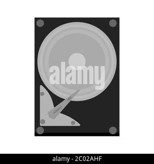 Hard disk for the computer in the context of the internal content. Flat style Stock Vector