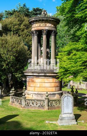 Memorial to Glasgow philanthropist James Buchanan (died 1857) in the Dean Cemetery in the West End of Edinburgh, Scotland, UK