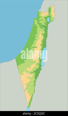 High detailed Israel physical map. Stock Vector