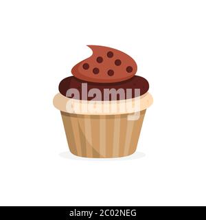 Yummy chocolate cupcake. Sweet food. Isolated vector illustration Stock Vector