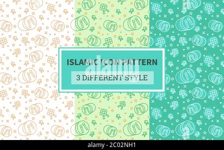 Islamic pattern icon bedug drum percussion ketupat lebaran muslim ...