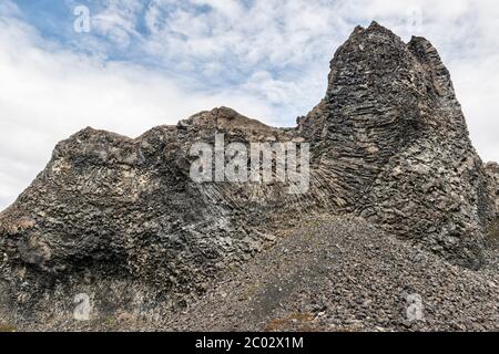 Hljóðaklettar (Echo Rocks), extraordinary volcanic columnar basalt rock formations in the Jökulsárgljúfur canyon in NE Iceland Stock Photo