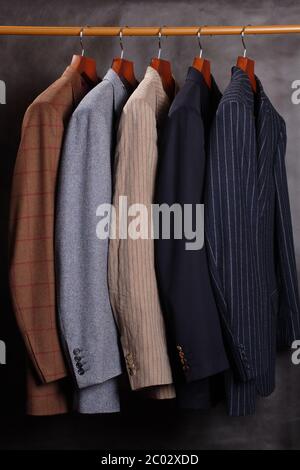 jackets on hangers Stock Photo