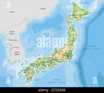 High detailed Japan physical map Stock Vector Image & Art - Alamy