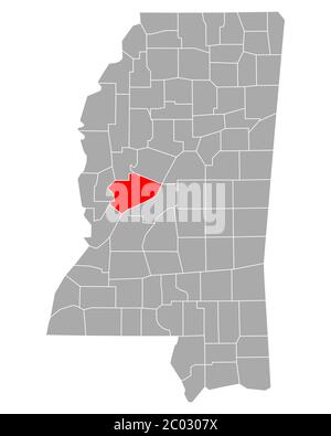 Map of Yazoo in Mississippi Stock Photo