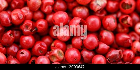 A background of pink peppercorns - macro photo Stock Photo