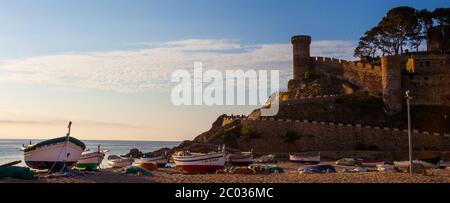 Tossa de Mar, Spain, ancient fortress Vila Vella Stock Photo