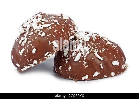 Marshmallows in chocolate Stock Photo