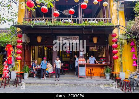 Cafe, Le Loi street, old town, Hoi An, Vietnam, Asia Stock Photo