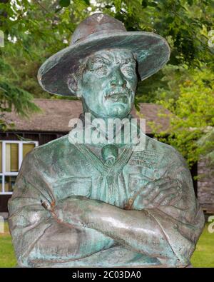 Robert Baden powell statue, scouts founder, Gilwell park, london, uk Stock Photo