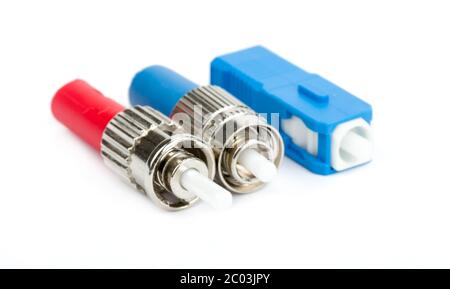 fiber optic connectors, ST, SC and FC Stock Photo