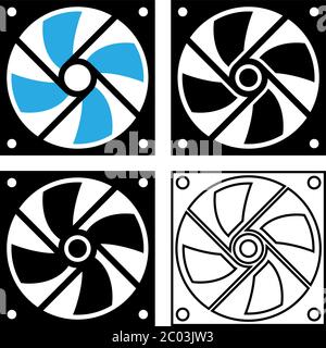 Computer Cooling Fan Vector Illustration Stock Vector
