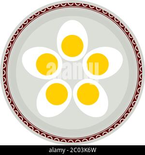 Boiled Eggs In Plate Vector Illustration Stock Vector