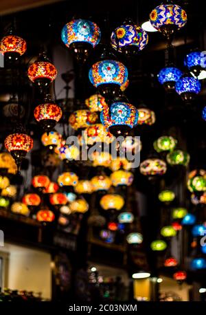 Typical shop of moroccan lamps Stock Photo