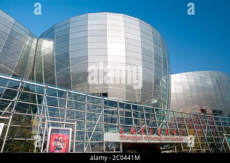 Pudong, Shanghai, China, Asia - Shanghai Oriental Art Center, designed by architect Paul Andreu in the intersection of Century Aven Stock Photo