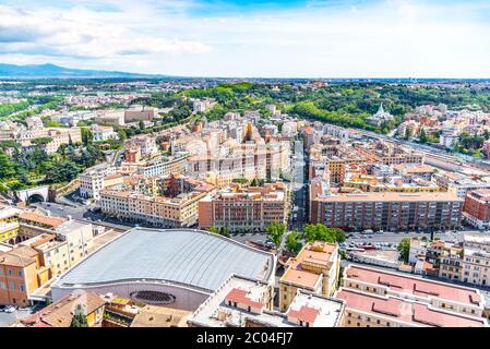 VATICAN CITY - MAY 07, 2019: Aerial view of Paul VI Audience Hall in Vatican City. Stock Photo