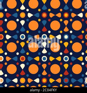 Orange ornament. Multicolored seamless pattern. Circles, dots and petals colors. Seamless ornament for cards, gifts, packaging, print, ornamental text Stock Vector