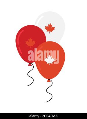 canada day celebration. Canada Independence Day Flying Flat Balloons In National Colors of Canada. Happy Independence Day Vector Illustration Stock Vector