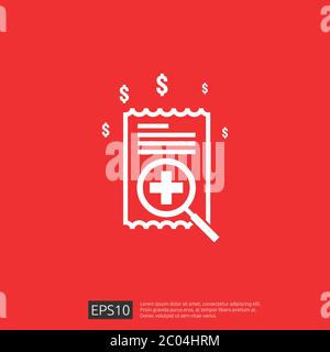 expensive health medicine cost concept. healthcare spending or expenses. Flat design vector illustration. Stock Vector
