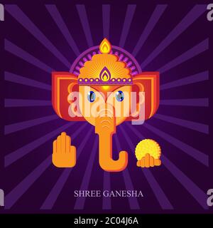 Shree Ganesha image illustration. Awesome  ganesha vector image the hindu god Ganpati Stock Vector