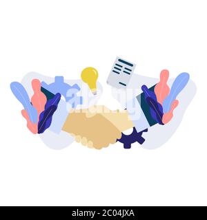 People shaking hands. Handshake, partnership or business success contract. Isolated illustration Stock Vector