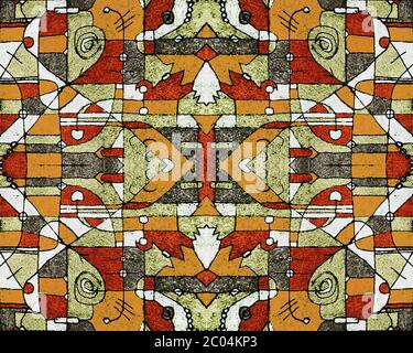 Colorful Tribal Geometric Seamless Pattern Stock Photo