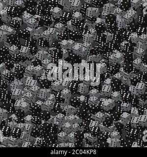 Black Gray Dice Seamless Pattern, 3D Illustration Stock Vector