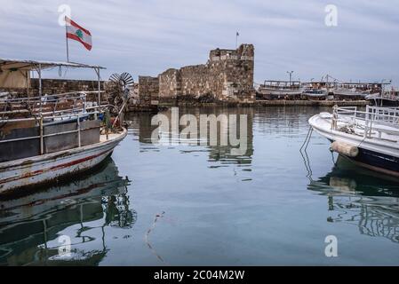 Ruins of ancient port in Byblos, largest city in the Mount Lebanon Governorate of Lebanon Stock Photo