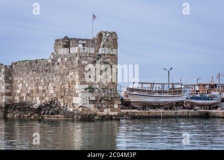 Ruins of ancient port in Byblos, largest city in the Mount Lebanon Governorate of Lebanon Stock Photo