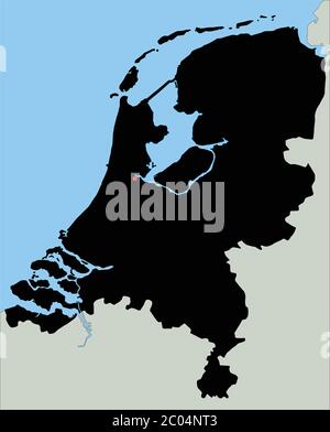 Highly Detailed Netherlands Silhouette map. Stock Vector