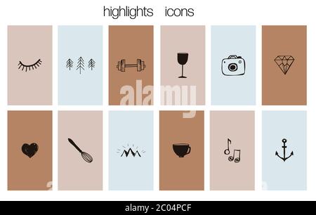 Social network highlight stories icons Stock Vector