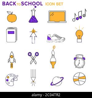 Set of school and study related modern icons Stock Vector