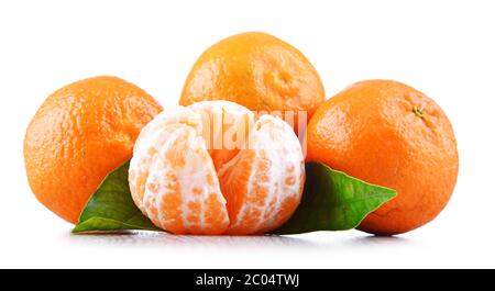 Composition with tangerines isolated on white background. Stock Photo