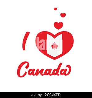 i love canada. Canada Vector Flag Inside Heart. Shape Graphic Element Illustration Template Design. Stock Vector