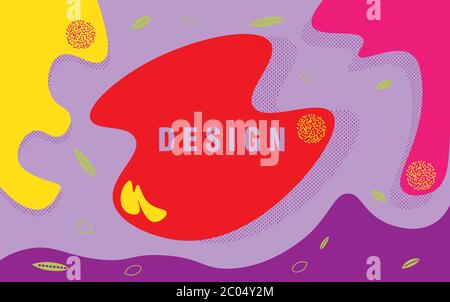 Color splash abstract cartoon background or children playground banner design element. Memphis animation 80s-90s style Stock Vector