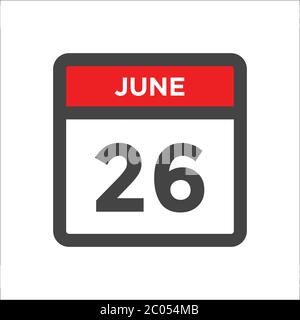 June 26 calendar icon - day of month Stock Vector