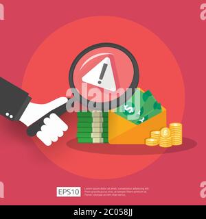 Anti Corruption, Stop and corrupt decline concept. Business bribe with money in an envelope and prohibition warning sign. vector illustration in flat Stock Vector