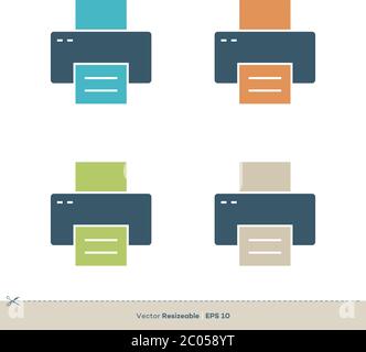 Printer Icon Vector Logo Template. Colorful Set Illustration Design. Vector EPS 10. Stock Vector