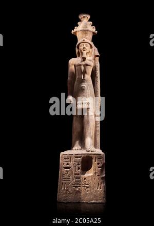 Colossal ancient Egyptian statue of Sethy II, sandstone, New Kingdom, 19th Dynasty, (1202-1198 BC), Karnak Temple of Amon. Egyptian Museum, Turin. bla Stock Photo