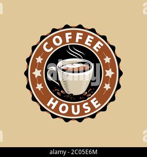 Coffee logo or label. Menu design for cafe and restaurant Stock Vector