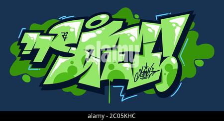 Abstract Word Lets Graffiti Style Font Lettering Vector Illustration Stock Vector
