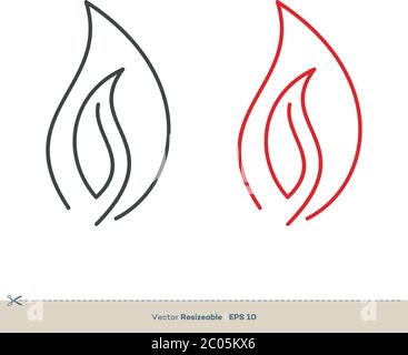Line Art Flame Icon Vector logo Template Illustration Design. Vector ...