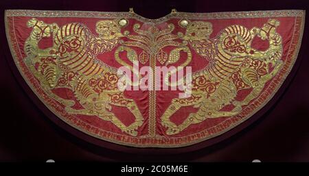 Royal mantle of Roger II of Sicily, Imperial Treasury, Vienna, in the Hofburg Palace. Stock Photo