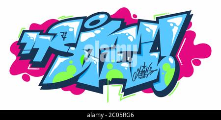 Abstract Word Lets Graffiti Style Font Lettering Vector Illustration Stock Vector